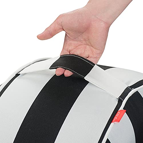 In4 Care Inflatable Ottoman Footrest Stool With Portable Air Pump And Storage Bag, Used For Indoor Or Outdoor, Kids Or Adults, Camping Or Home-White Black Stripes #TOP2