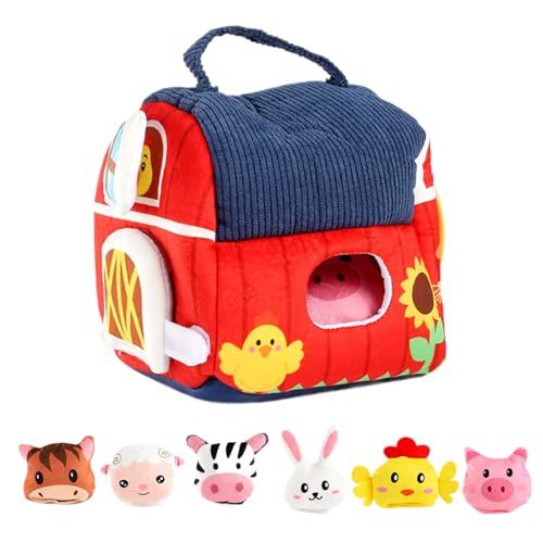 Peluche Ferme portable de 22x16x18 cm pour l'éveil des enfants