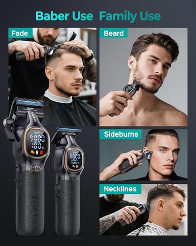 VGRPRO Professional Hair Clippers for Men, Professional Barber Clippers and Trimmer Set, Cordless Hair Clippers for Hair Cutting with Package Case, Powerful 9000 PRM Rechargable Electric Clippers - Image 3