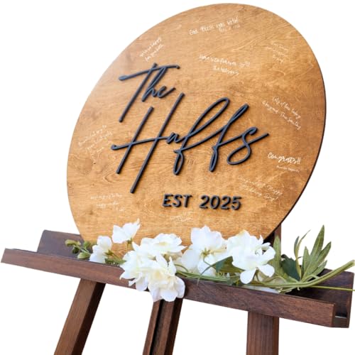 Personalized 3D Guest Book Wedding Alternative Sign, Round Custom Guest