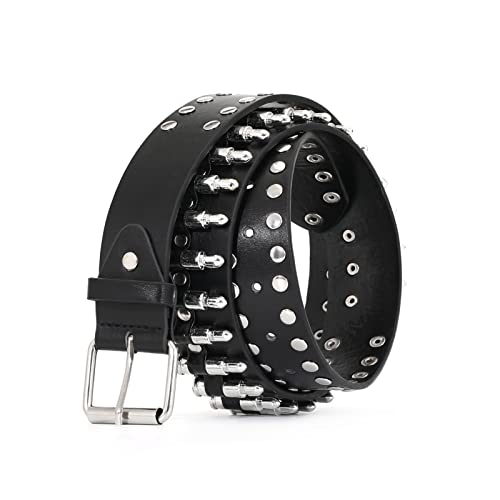 Studded Belts Y2K Punk Hip Hop Faux Leather Grommet Belts for Halloween Cosplay3