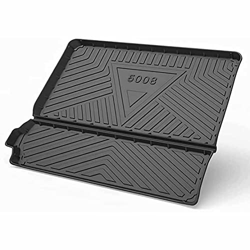 Voiture Tapis de coffre ​​pour Peugeot 5008 (version 7 places) 2017 2018 2019 2020 2021, Auto tapis De Coffre Aoutchouc Bac AntidéRapant Protection Coffre Coussinets Accessoires Style Voiture