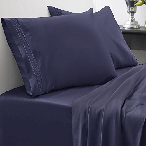 Juego de sábanas de 1800 Hilos de 21 Pulgadas de Profundidad, Juego de Ropa de Cama de Microfibra cepillada Suave de Calidad egipcia con sábana encimera, Ajustada, 2 Fundas de Almohada (Paquete de 6)