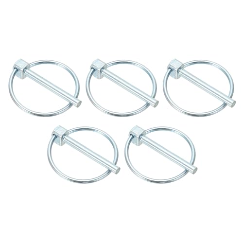 PATIKIL M4.5x36 mm Tractor Lynch Pin with Ring, 5 Pcs Heavy Duty Assortment Kit Lock Pin Clips for Tractors Trailer Farm Trucks Mowers, Silver Tone