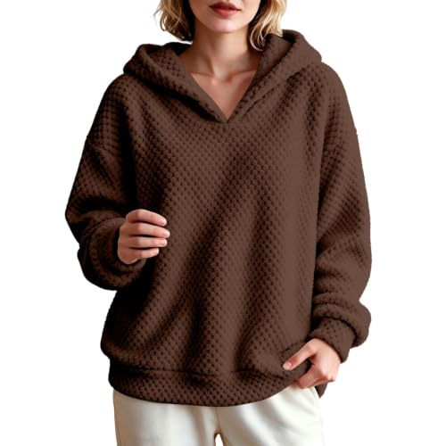 Women Fleece Hoodie Bear Double Fuzzy Sweatshirt Fleece Pullover Outwear - image 8