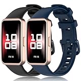 Soft Bands Compatible with Huawei Band 8 / 9 / 10 Straps with Metal Connecting Adapter - Not Easy to Break - Stain-Resistant - Durable - 10 Colors (2pcs)