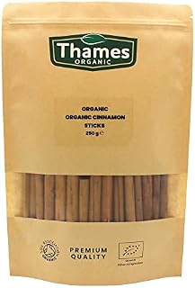 100% Organic True Ceylon Cinnamon Sticks (Quils) 250g - Ceylon, Non-GMO, No Additives, Preservatives, Raw, Vegan, Sri Lanka - Perfect for Baking, Cooking, Certified Organic - Thames Organic