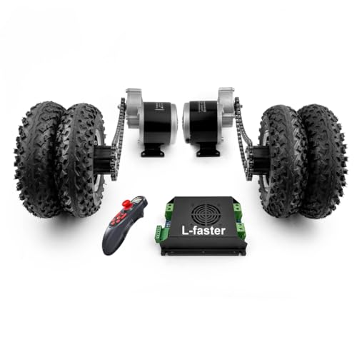 L-faster Cheap Heavy Duty Platform Trolley DIY Hand Carts Conversion Kits Dual 24V 350W DC Brushed Gear Motor 8 Inch Double Wheel with Remote kit (24V 350W Max Speed 9kph)