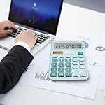 Calculator Large LCD Display Financial Desktop Calculator 12-Digit Big Number Accounting Calculator with Big Buttons Solar Battery Dual Power for Office Home Business Blue