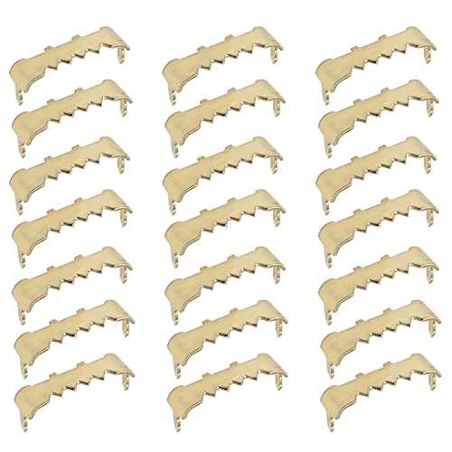 Image of MroMax 300PCS No Nail Sawtooth Picture Hangers 1.02 inch Nailess Zinc Plated for Hard and Soft Wood Frames Hanging Gold