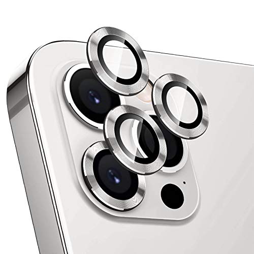 Camera Lens Protector voor iPhone 12 Pro Max, Aluminium Frame en Gehard Glas Metalen Ring Cirkel voor iPhone Accessoires, Individuele Camera Lens Film Cover Sticker (Zilver)