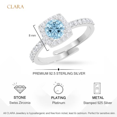 Image of Clara 925 Sterling Silver Blue Zirconia Adjustable Ring for Women