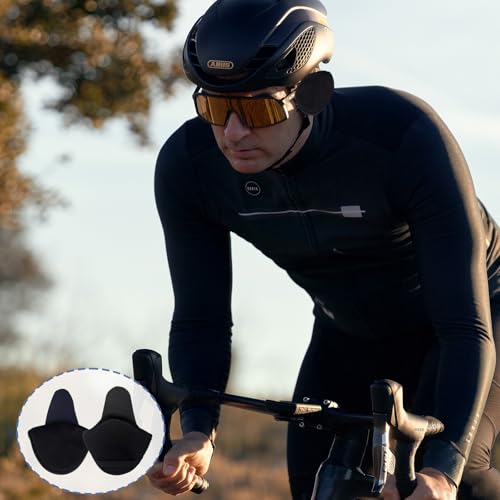 Yuwnd 4 Stück Ohrenwärmer Fahrradhelm, Ohrenwärmer, Abnehmbare Ohrenschützer, Komfortable Fahrt Windfree Ohrenschützer Joggen Laufen Wandern Radfahren und Motorradfahren(Schwarz)
