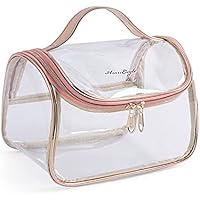 Ksopsdey Neceser Transparente, PVC Bolsa Portátil de Maquillaje,Bolsa Cosméticos Transparente Impermeable Claro Bolsa de Aseo con Cremallera para Vacación Baño y Almacenamiento