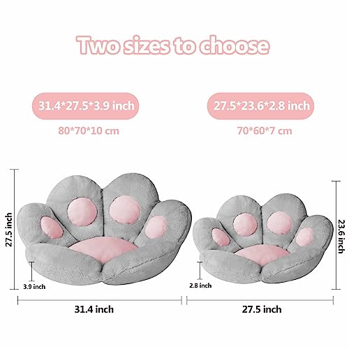 Ditucu Cat Paw Cushion Kawaii Chair Cushions 27.5 x 23.6 inch Cute Stuff Seat Pad Comfy Lazy Sofa Office Floor Pillow for Gaming Chairs Room Decor Grey