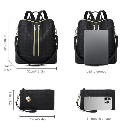 Image of Backpacks for Women Fashion PU Leather Bag Multipurpose Design Convertible Satchel Bag Travel Backpack Handbag and Purse 2Pcs