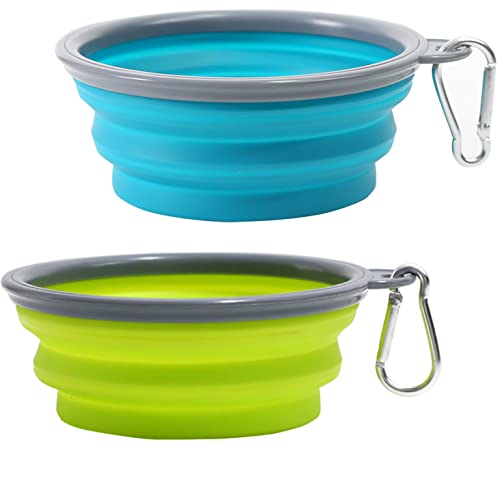 2 Pack Collapsible Dog Bowl, Foldable Dog Travel Bowl Portable Dog Water Bowl Pet Feeding Food Bowl for Camping Hiking Walking