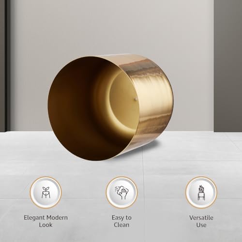 Image of amazon basics Decorative Modern Indoor Planters Flower Pots (Set of 2) | Sophisticated Design | Suitable for Living Room /Bedroom /Balcony (Glossy Rose Gold)