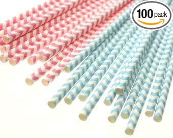 Biodegradable Eco-Friendly Paper Straws for Juices, Shakes, Iced Tea and Perfect for any occasion 8MM (Designer, 100)