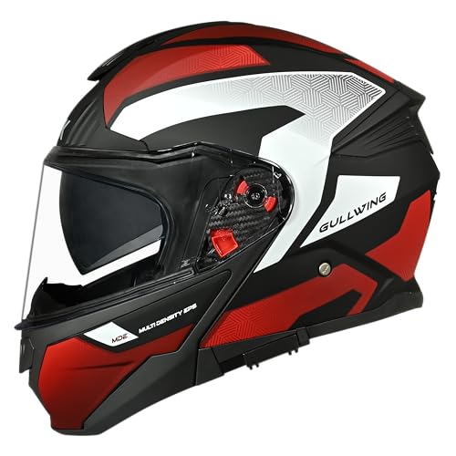 Image of SMK Gullwing Sonic Flip-up Full Face Helmet ISI, ECE22.06 and DOT Certified with Antifog Pinlock 30 and Dual Visor - L