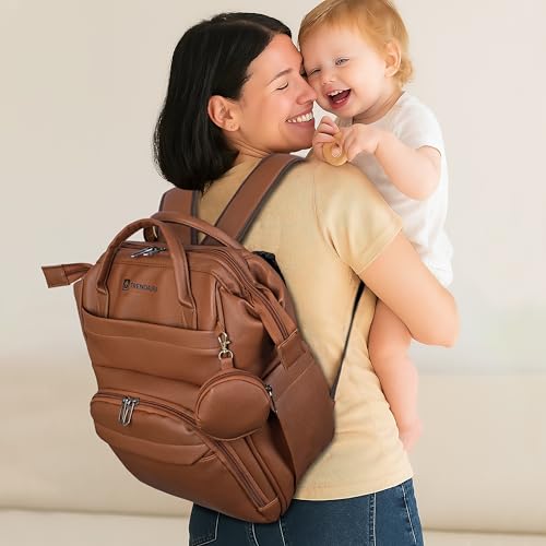 Image of Diaper Bag for Mothers | 30L Waterproof Maternity Bag with Multi Compartments, Insulated Bottle Pockets & Ultra Vegan Leather