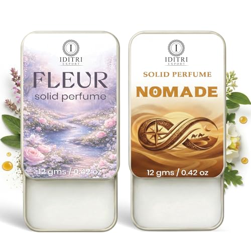 Image of Solid Perfume |Nomade&Fleur Alcohol Free Wax Perfume Balm, Long Lasting | Pocket Tin 12g, Pack Of 2| Non Greasy Smooth Glide, Travel Friendly Men And Women