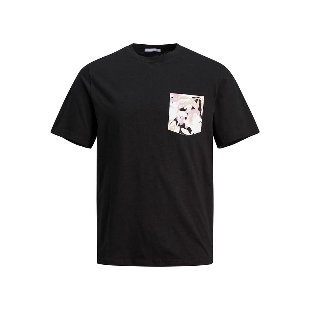 JACK&JONES JORARUBA Abstract AOP Pocket Tee SS CN, Black, S