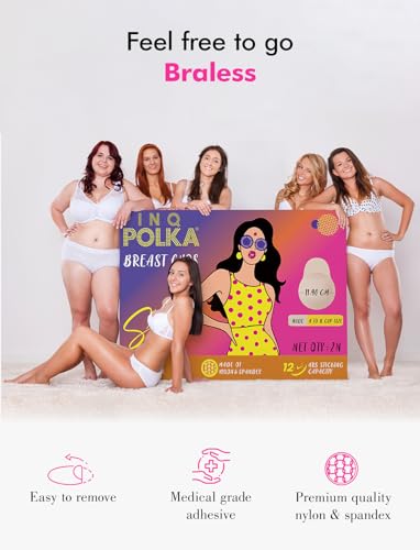 PINQ POLKA Reusable Silicone Nipple Cover for Women - Thin Sticky Adhesive Pasties - Invisible Nipplecover with Added Lift3