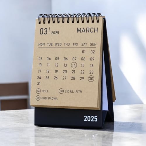 2025 Desk Calendar Mini Monthly Calendar 13 Months Standing Flip Calendar for Home Office Black (Brown) eco- friendly (Image - 5)