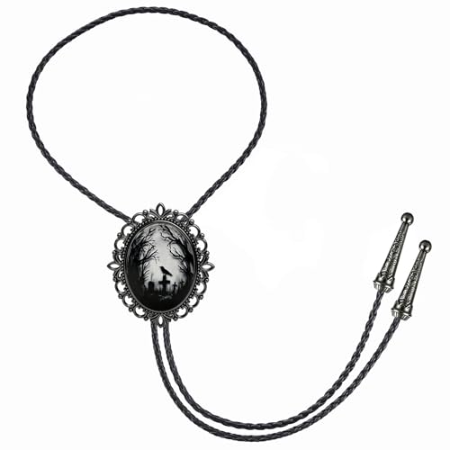 Image of Jeilwiy Bolo Tie for Men Western Cowboy Gothic Bolo Tie Necklace Halloween | Glow in Dark Bolo Tie for Men Women, 3D Halloween Bolo Tie, Gothic Western Ties, String Ties for Men Rodeo Leather Necktie