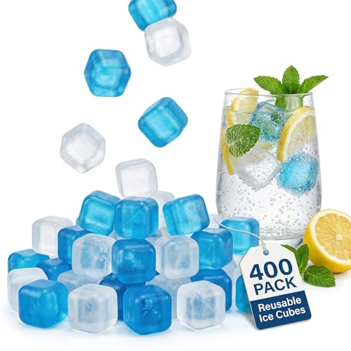 400 Pack Reusable Ice Cubes BPA-Free Plastic Non-Diluting for Drinks