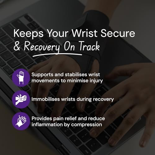 Image of Careforce - The Force Behind Your Health polyester blend Wrist Support for Pain Relief for Carpal, Wrist Brace with Thumb for Men & Women Wrist Band for Men Wrist Strap Universal Fit (Grey, 1 Unit)