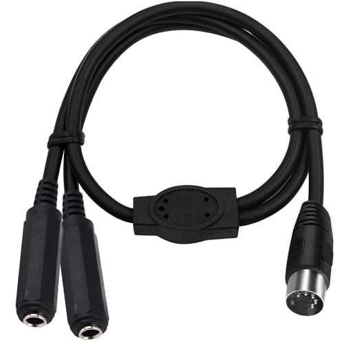 Din - Cable amplificador de audio estéreo de 5 pines macho a doble 6,35 mm hembra