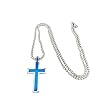 OdDdot Double Layer Blue Stainless Steel Minimalist Cross Necklace For Men Women Valentine's Day Casual Holiday Birthday Jewelry #5