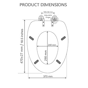 Adshank Toilet Seat Cover | Teakwood shade/color/effect | Non-Soft Close Hinges | Model : AI 470130E 020 PTPn | Adaptable/Suitable for 18½ inches long Sanitaryware / Commode / Toilet | With complete factory fitted Hinges & Seat Fixing Hardware kit included.