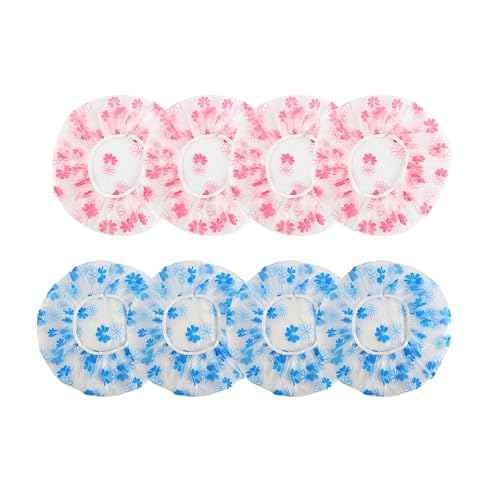MeeShirer 8 Pcs Flower Shower Cap Reusable-Waterproof Durable EVA Shower Caps for Women Floral Bath Caps Elastic Hair Beauty Caps for Shower/Skin Care/Cooking