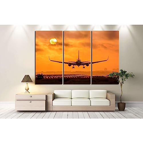 Tableau sur Toile ZELLART Airplane Sunset Décoration Murale Premium