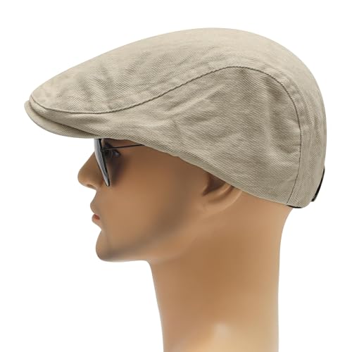 Image of ZLYC Men Cotton Flat Cap Summer Scally Ivy Gatsby Newsboy Beret Driver Cabbie Hunting Hat