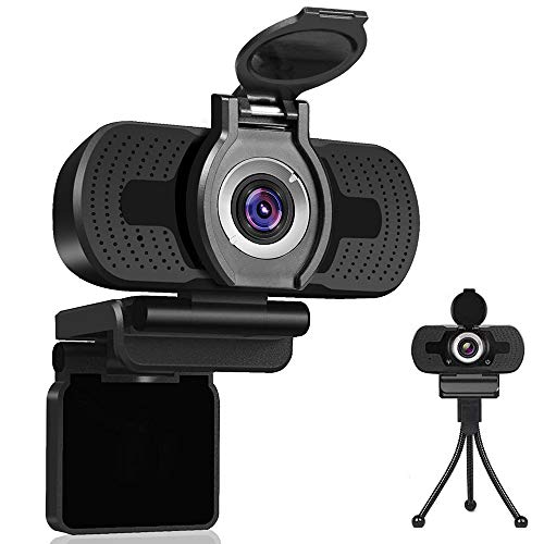 Dericam Webcam 1080P avec Microphone, caméra Web pour Ordinateur USB, Webcam pour Ordinateur Portable Plug and Play pour Windows Mac OS, Streaming, conférence, Jeux, leçons en Ligne