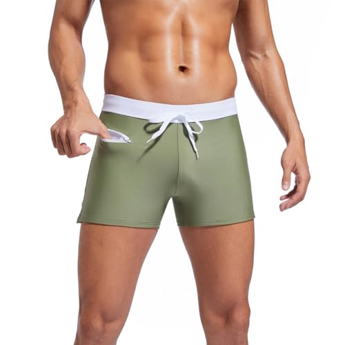 Men's Stretch Swimsuit Trunks with Zipper Pockets Quick Dry Swimwear Bathing Suit Swim Briefs Board Shorts for Men2