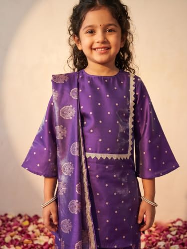 Image of AJ DEZINES Ethnic Wear Sharara Suit Set For Girls|Punjabi dress for Kids|Silk Blend Girls Salwar Suit|Traditional Patiala Outfit|Stylish Kids Kurta for Festivals Weddings & Special Occasions