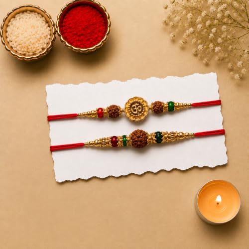 Image of Oblivion Rakhi for Brother - Multicolour Elegant Designer Dora Rakhi for Bhai with Silver Colour Coin, Tilak Set and Greeting Card - Traditional Raksha Bandhan Combo for Bhai