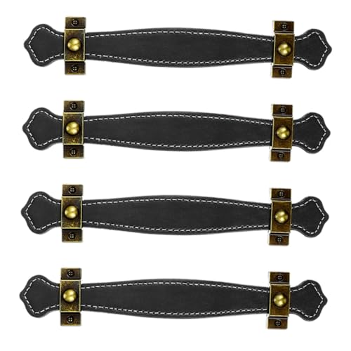 Frcolor 4個 レザーキャビネット取っ手 耐久性ある柔軟性 引き出し クローゼット用 家具用装飾ハンドル ワードローブやスーツケース対応