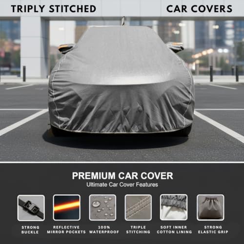 Image of Car Cover for BYD Atto 3 (2022-2026) | 100% Waterproof Cover with Reflective Mirror Pockets | Dustproof, Scratchproof, Heatproof BYD Atto 3 Car Cover |Soft Cotton Lining| Grey