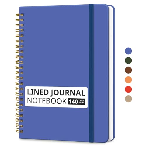 Image of Taja Lined Spiral Journal Notebook for Women & Men, 140 Pages, College Ruled Hardcover Notebook for Work & Note Taking, Journals for Writing, A5(5.7 inch x 7.9 inch) - Royal Blue