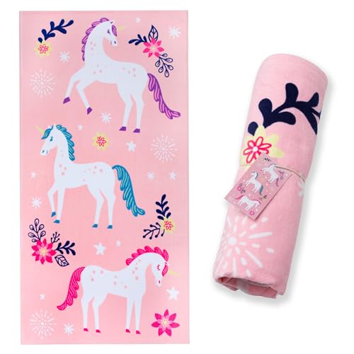 Wildkin Kids Beach Towel – 100% Cotton, Soft & Absorbent, Ideal Pool & Beach Essential (Magical Unicorns)