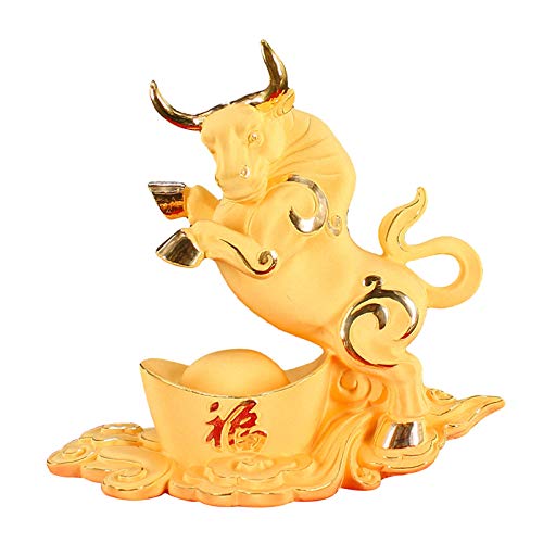 Décoration Feng Shui taureau doré statue de luxe pour cabinet financier