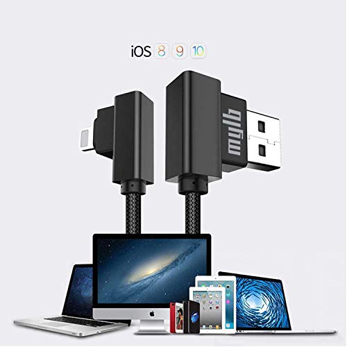 MYLBOO Cable de Carga Lightning, 0.1m 0.2m 0.5m 1m 2m 3m Cable del Cargador 90 Grados Cable USB Compatible con Dispositivo iPhone (0.2m)