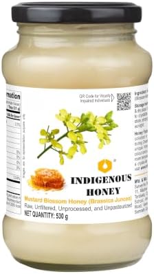 INDIGENOUS HONEY Crystallized Mustard Honey Pure 530g Glass Jar