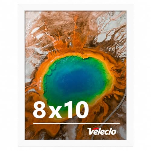 Veleclo 8x10 Picture Frame for Wall Display 8x10 White Picture Frame with Shatter Resistant Plexiglass Stable and Sturdy 8 x 10 Poster Frame for Wall Display Handpicked Gift Collection 1 Pack